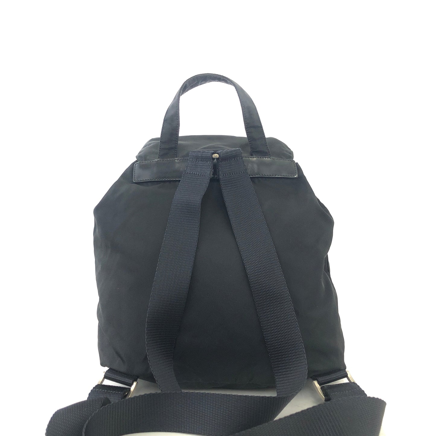 PRADA Triangle Logo Double Pocket Nylon Backpack Black Vintage Old jy63s4