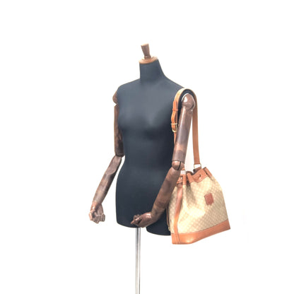 CELINE Macadam Blason Drawstring Shoulder bag Beige Vintage Old Celine c7pi4y