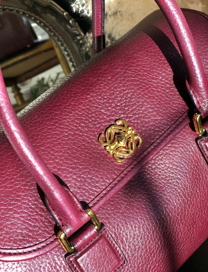 LOEWE Alamo Anagram Turn lock Handbag Shoulderbag Bordeaux Vintage Old t6dyzv