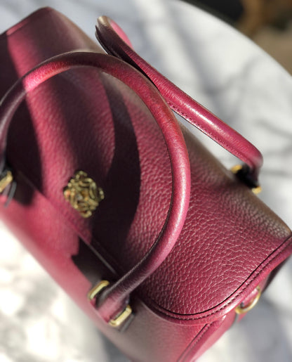 LOEWE Alamo Anagram Turn lock Handbag Shoulderbag Bordeaux Vintage Old t6dyzv