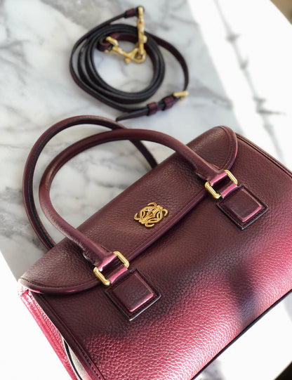 LOEWE Alamo Anagram Turn lock Handbag Shoulderbag Bordeaux Vintage Old t6dyzv