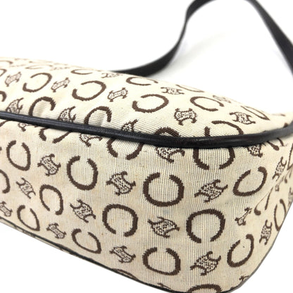 CELINE C Macadam Fabric Handbag Hobobag White Old Celine Vintage bdmdme
