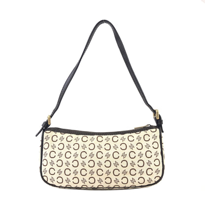 CELINE C Macadam Fabric Handbag Hobobag White Old Celine Vintage bdmdme