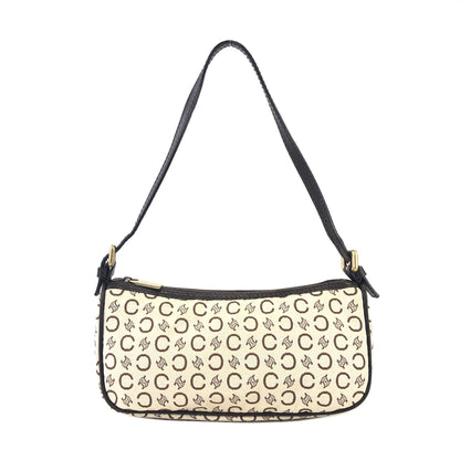 CELINE C Macadam Fabric Handbag Hobobag White Old Celine Vintage bdmdme