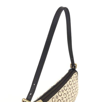 CELINE C Macadam Fabric Handbag Hobobag White Old Celine Vintage bdmdme