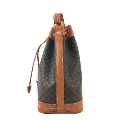 CELINE Macadam Blason Drawstring Bucket Shoulder bag Brown Vintage Old CELINE yxgawn