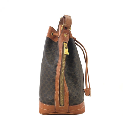 CELINE Macadam Blason Drawstring Bucket Shoulder bag Brown Vintage Old CELINE yxgawn