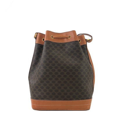 CELINE Macadam Blason Drawstring Bucket Shoulder bag Brown Vintage Old CELINE yxgawn