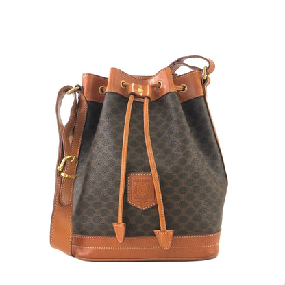 CELINE Macadam Blason Drawstring Bucket Shoulder bag Brown Vintage Old CELINE yxgawn