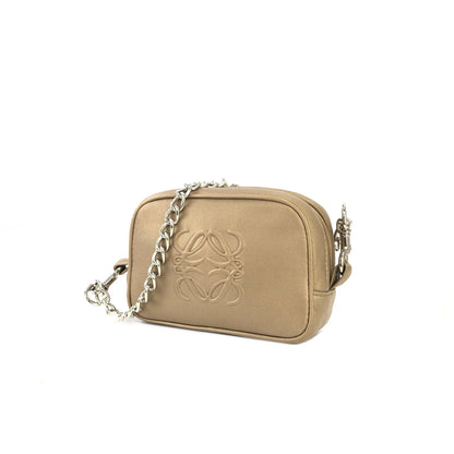 LOEWE Anagram Chain Mini bag Pouch Metallic Beige Vintage Old e8gsyh