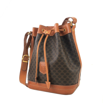 CELINE Macadam Blason Drawstring Bucket Shoulder bag Brown Vintage Old CELINE yxgawn