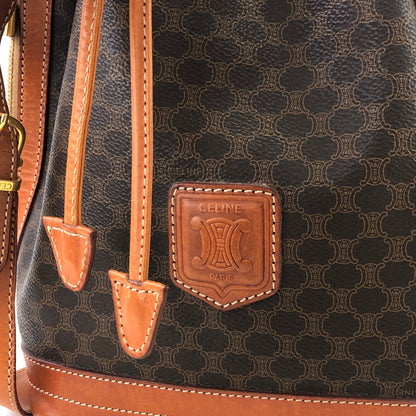 CELINE Macadam Blason Drawstring Bucket Shoulder bag Brown Vintage Old CELINE yxgawn