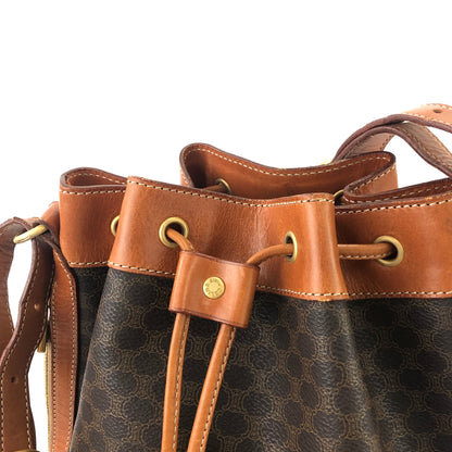 CELINE Macadam Blason Drawstring Bucket Shoulder bag Brown Vintage Old CELINE yxgawn