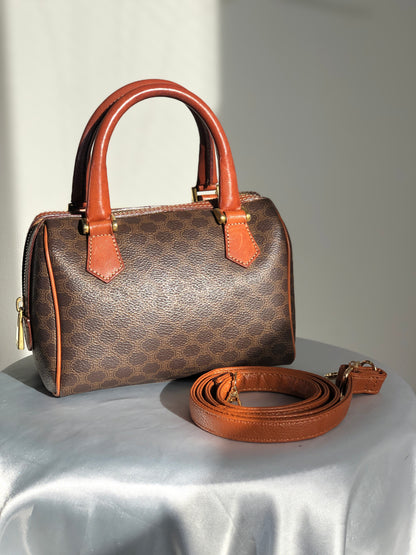 CELINE Macadam Two-way Small Boston bag Handbag Shoulder bag Brown Vintage zwy6zs
