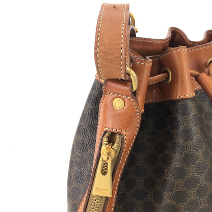 CELINE Macadam Blason Drawstring Bucket Shoulder bag Brown Vintage Old CELINE yxgawn