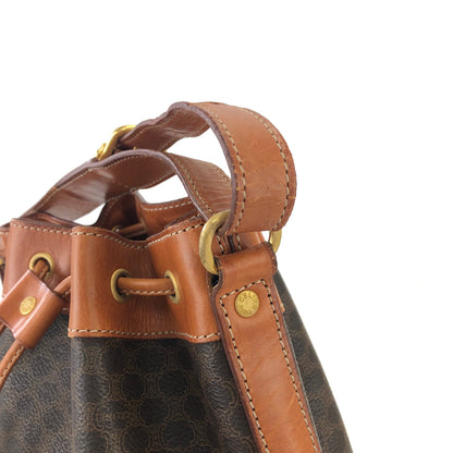 CELINE Macadam Blason Drawstring Bucket Shoulder bag Brown Vintage Old CELINE yxgawn