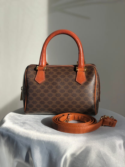 CELINE Macadam Two-way Small Boston bag Handbag Shoulder bag Brown Vintage zwy6zs