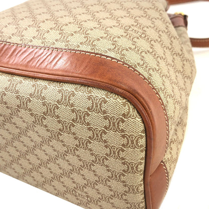 CELINE Macadam Blason Drawstring Shoulder bag mini Beige Vintage Old Celine cjifhu