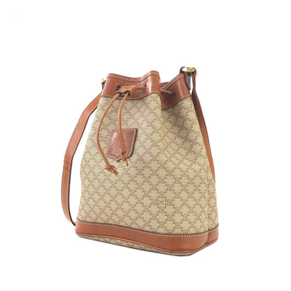 CELINE Macadam Blason Drawstring Shoulder bag mini Beige Vintage Old Celine cjifhu