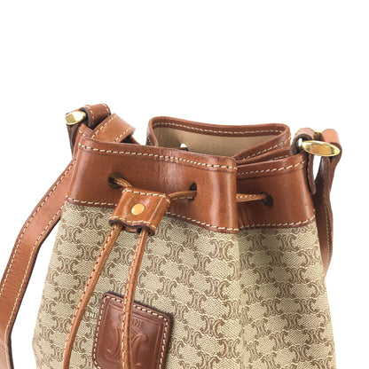 CELINE Macadam Blason Drawstring Shoulder bag mini Beige Vintage Old Celine cjifhu