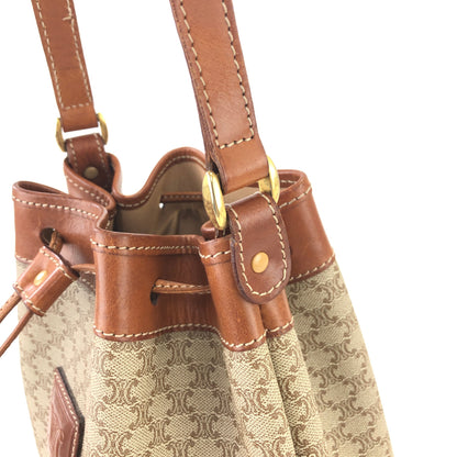 CELINE Macadam Blason Drawstring Shoulder bag mini Beige Vintage Old Celine cjifhu
