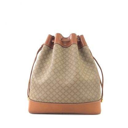 CELINE Macadam Blason Drawstring Shoulder bag Beige Vintage Old Celine c7pi4y