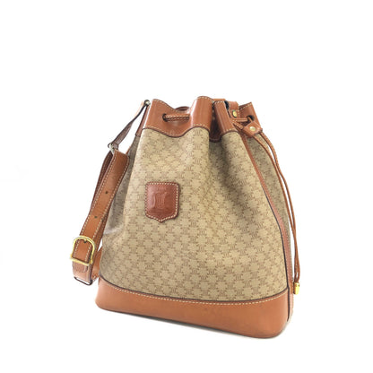 CELINE Macadam Blason Drawstring Shoulder bag Beige Vintage Old Celine c7pi4y