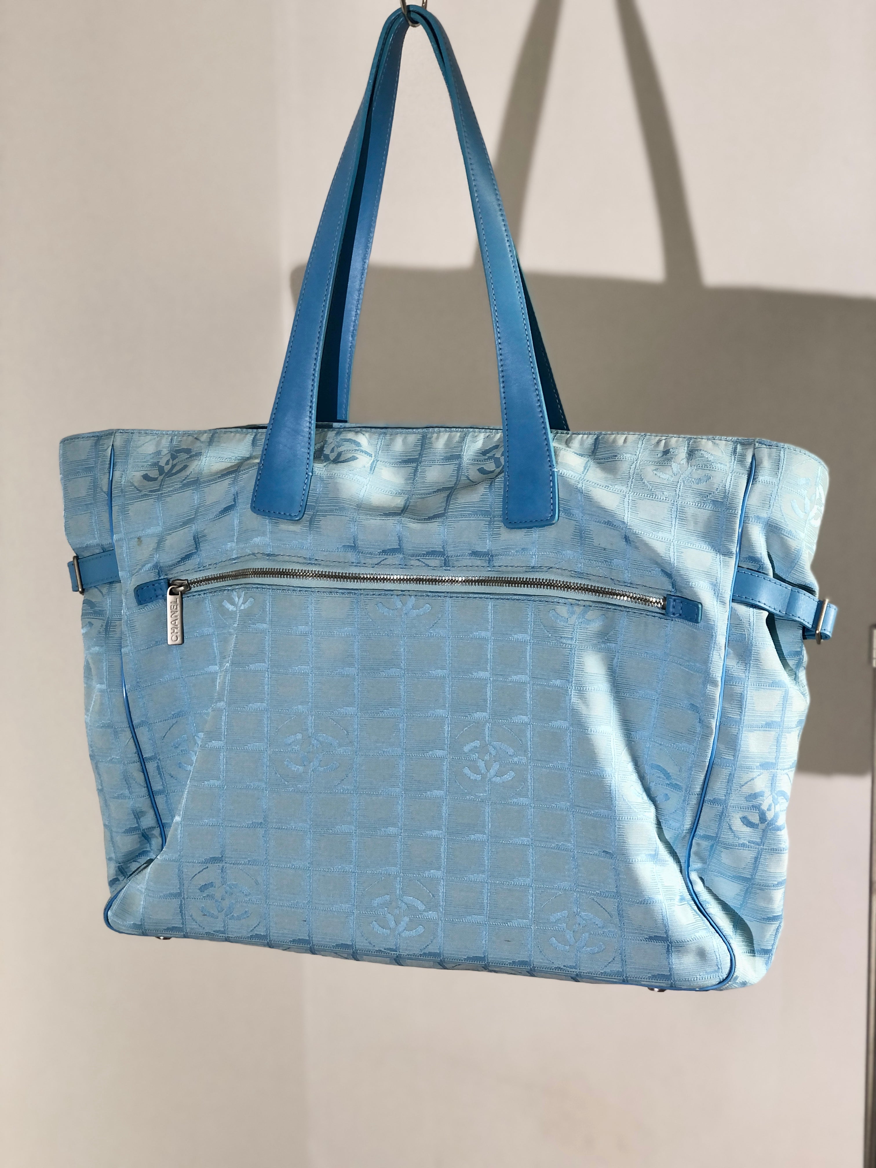 CHANEL, Bags, Auth Blue Chanel Nylon Tote Bag