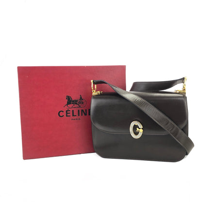 CELINE Horse carriage Crossbody Shoulderbag Brown Vintage Old CELINE apx2ne