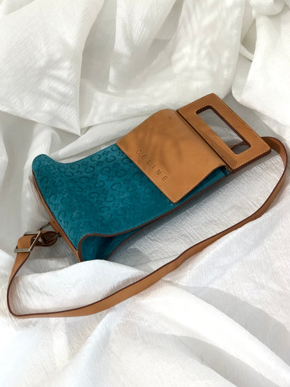 CELINE C Macadam Small Shoulder bag Blue Vintage Old CELINE tr5mr6