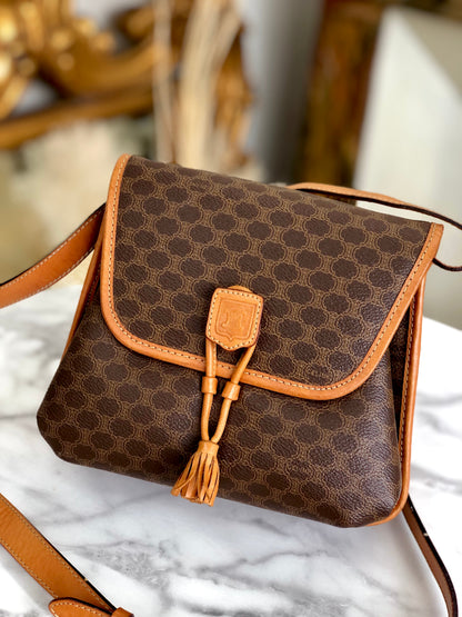 CELINE Macadam Blason Tassel Shoulderbag Brown Vintage Old celine swjrvb