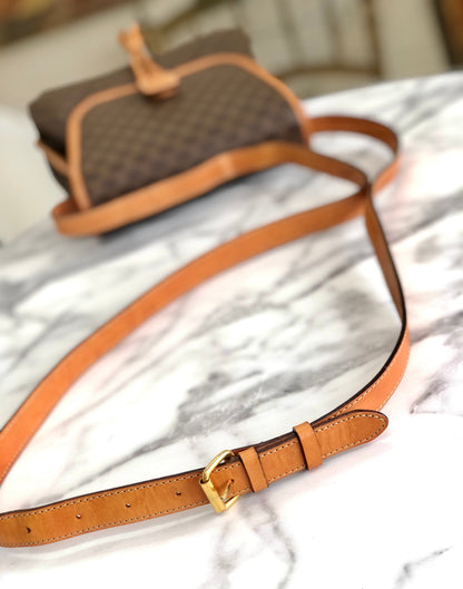 CELINE Macadam Blason Tassel Shoulderbag Brown Vintage Old celine swjrvb