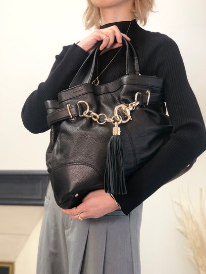 GUCCI Horse Bit Handbag Black 269943 Vintage wj5bxw