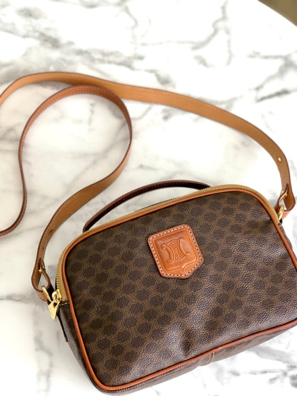 CELINE Macadam Blason Handbag Shoulder bag Brown Vintage Old Celine wknec3