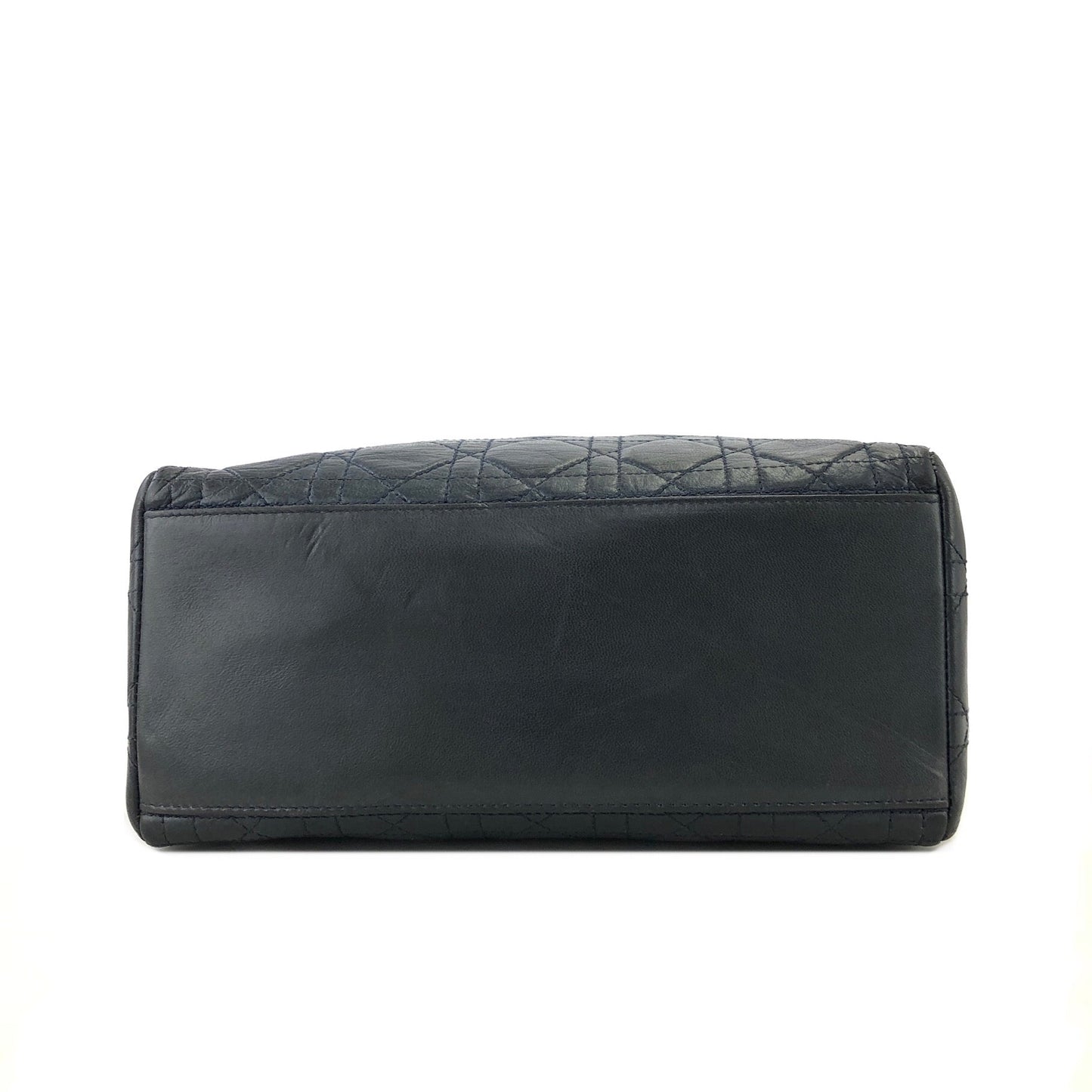 Christian Dior Cannage Lady dior Leather Handbag navy 48dafg