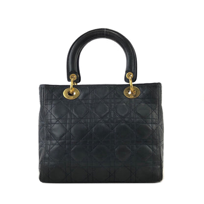 Christian Dior Cannage Lady dior Leather Handbag navy 48dafg
