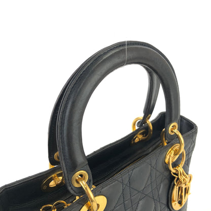 Christian Dior Cannage Lady dior Leather Handbag navy 48dafg
