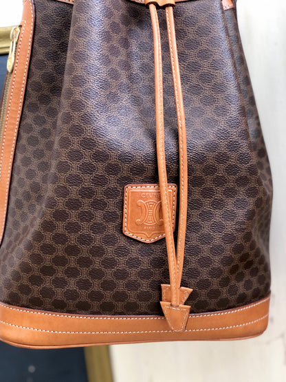 CELINE Macadam Blason Drawstring Bucket Shoulder bag Brown Vintage Old CELINE 4a8rws