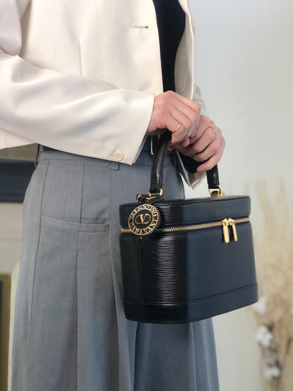 VALENTINO GARAVANI Logo Charm Two-way Handbag Shoulder bag Black Vintage 58zrvp