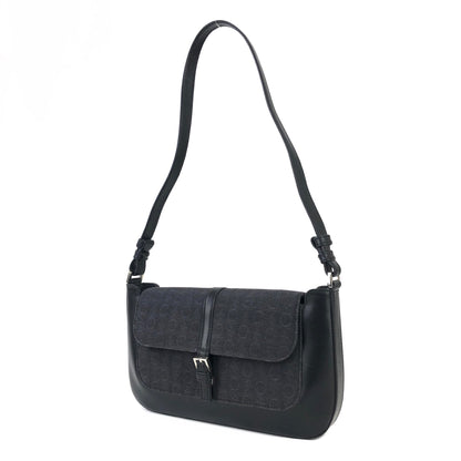CELINE C Macadam Front buckle Jacquard Shoulder bag Black Vintage Old CELINE t6b3be