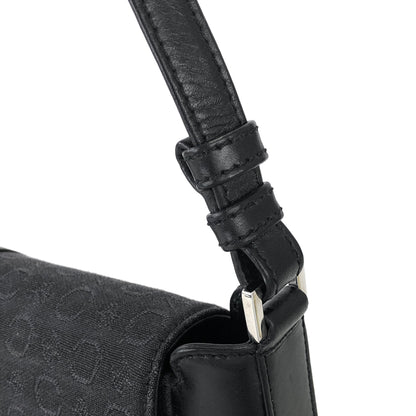 CELINE C Macadam Front buckle Jacquard Shoulder bag Black Vintage Old CELINE t6b3be