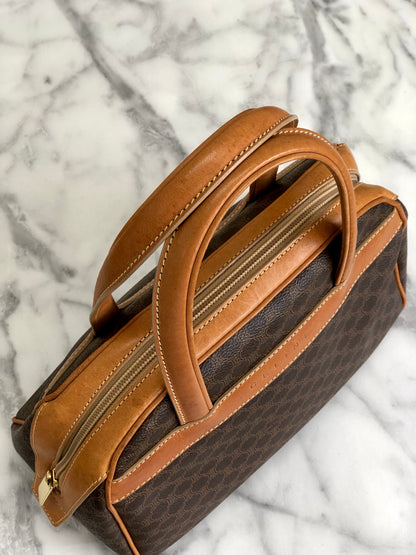CELINE Logo Macadam Boston bag Handbag Brown Vintage Old Celine ymdnsc