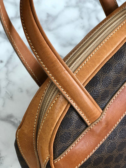 CELINE Logo Macadam Boston bag Handbag Brown Vintage Old Celine ymdnsc