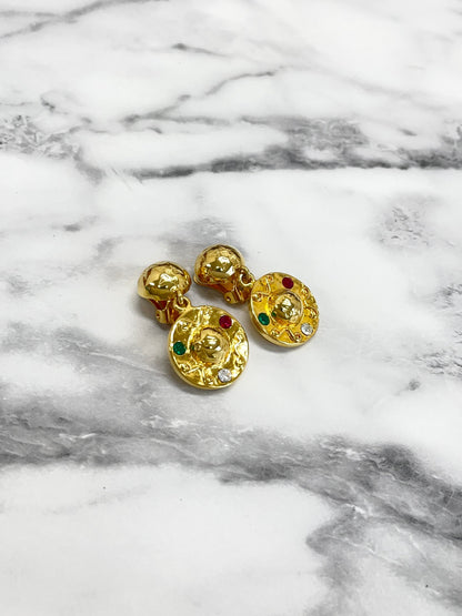 CELINE Stone Star ball Earrings gold Vintage Old Celine fpgkbe