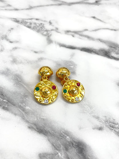 CELINE Stone Star ball Earrings gold Vintage Old Celine fpgkbe