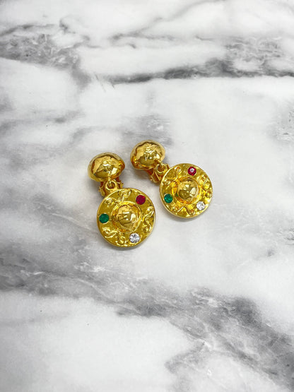 CELINE Stone Star ball Earrings gold Vintage Old Celine fpgkbe