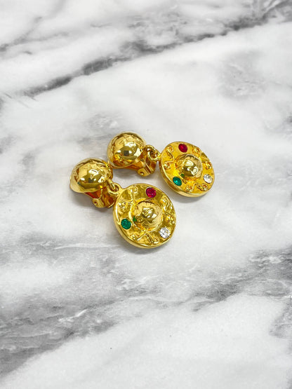 CELINE Stone Star ball Earrings gold Vintage Old Celine fpgkbe
