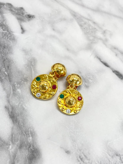 CELINE Stone Star ball Earrings gold Vintage Old Celine fpgkbe