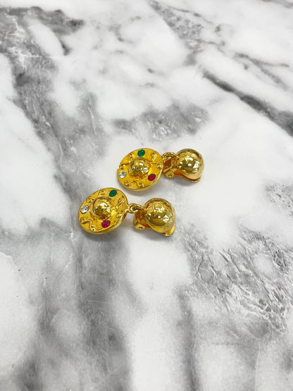 CELINE Stone Star ball Earrings gold Vintage Old Celine fpgkbe