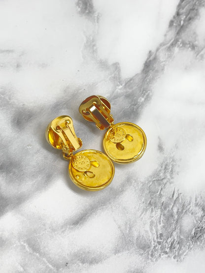 CELINE Stone Star ball Earrings gold Vintage Old Celine fpgkbe